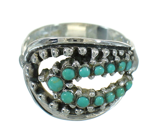 Southwest Turquoise And Authentic Sterling Silver Jewelry Ring Size 5-3/4 YX87233