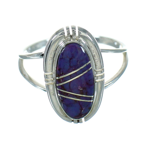 Southwest Magenta Turquoise And Authentic Sterling Silver Ring Size 6-1/2 YX89470