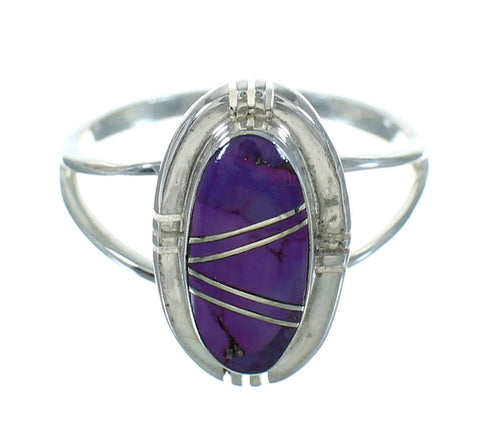 Southwestern Genuine Sterling Silver Magenta Turquoise Ring Size 6-1/2 YX89477