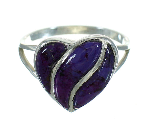 Magenta Turquoise Silver Southwest Heart Ring Size 4-3/4 YX89483