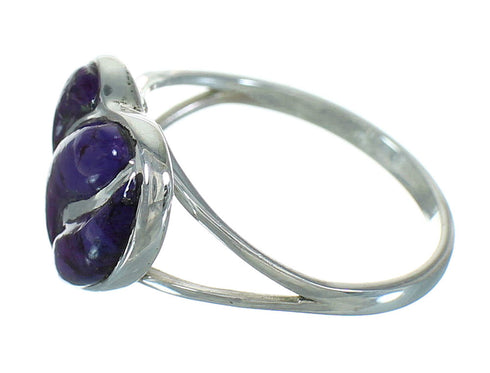 Magenta Turquoise Silver Southwest Heart Ring Size 4-3/4 YX89483