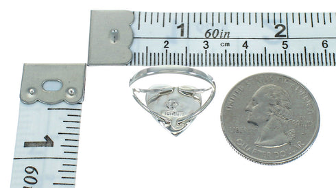 Magenta Turquoise Silver Southwestern Heart Ring Size 5 YX89484