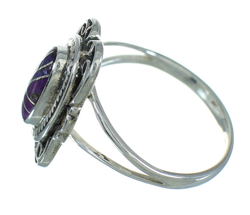 Authentic Sterling Silver Magenta Turquoise Southwestern Ring Size 7 YX89501