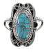 Southwest Genuine Sterling Silver Turquoise Ring Size 7-1/4 RX86185
