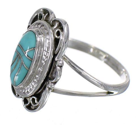 Sterling Silver Turquoise Inlay Southwestern Jewelry Ring Size 6 RX86204