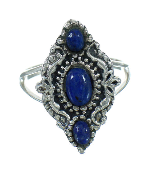 Southwest Lapis Sterling Silver Jewelry Ring Size 4-1/2 AX89720