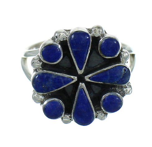 Southwestern Jewelry Lapis Genuine Sterling Silver Ring Size 4-1/2 AX89741