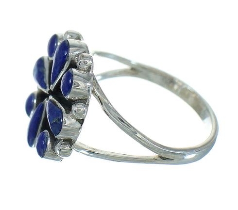 Southwestern Jewelry Lapis Genuine Sterling Silver Ring Size 4-1/2 AX89741