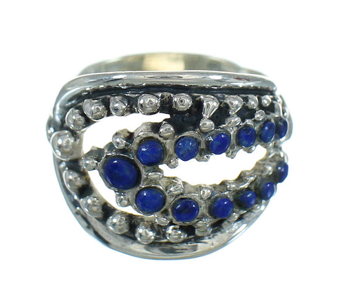 Silver Lapis Southwestern Ring Size 5-1/4 AX89784