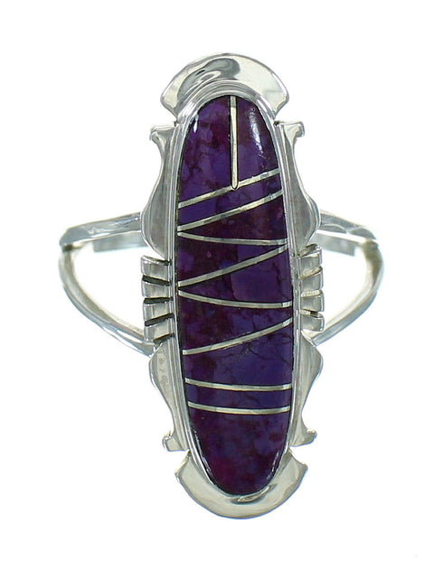 Southwestern Sterling Silver Magenta Turquoise Ring Size 5-3/4 YX91878