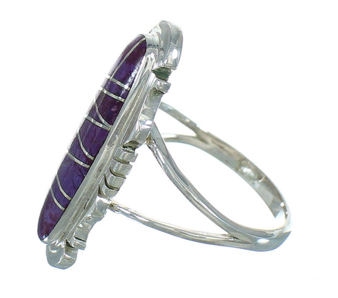 Southwest Silver Magenta Turquoise Ring Size 4-3/4 YX91875