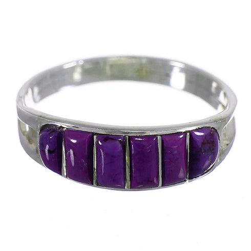 Genuine Sterling Silver And Magenta Turquoise Inlay Ring Size 4-3/4 FX92224