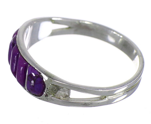 Genuine Sterling Silver And Magenta Turquoise Inlay Ring Size 4-3/4 FX92224