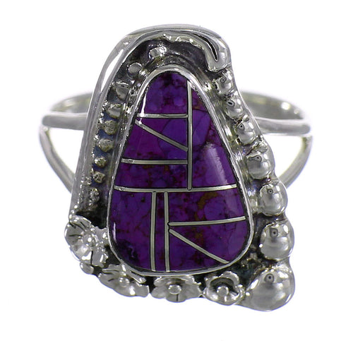 Southwest Magenta Turquoise Sterling Silver Jewelry Ring Size 7-3/4 FX92336