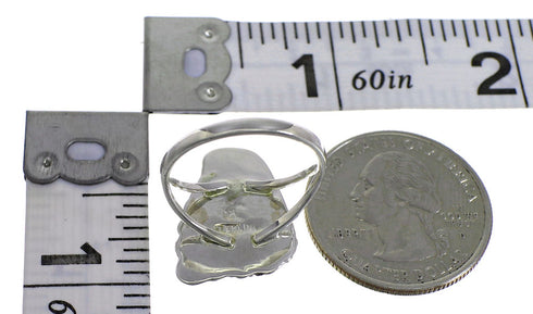 Magenta Turquoise Inlay Sterling Silver Ring Size 5 FX92322