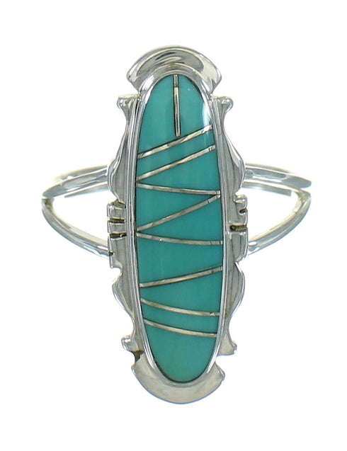 Southwestern Sterling Silver Turquoise Ring Size 6-1/2 AX89075