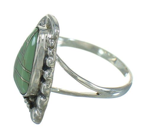 Turquoise Inlay Silver Flower Ring Size 6-1/2 AX89131