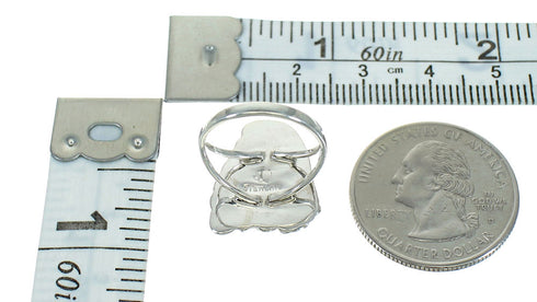 Southwest Turquoise Inlay Authentic Sterling Silver Flower Ring Size 7-1/2 AX89138