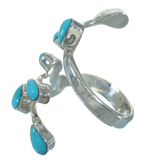 Genuine Sterling Silver Turquoise Southwest Ring Size 7-1/2 AX89226