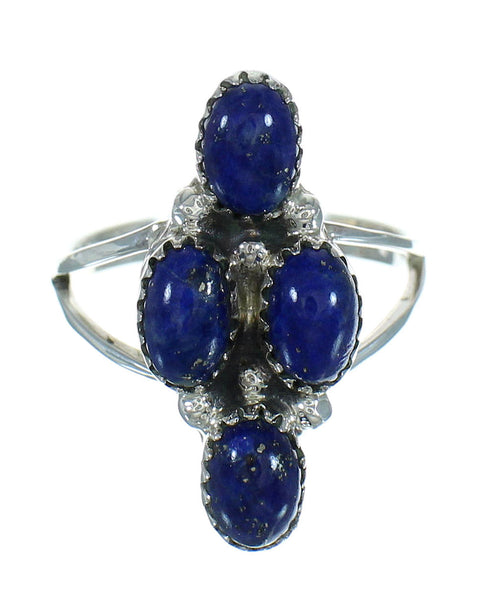 Genuine Sterling Silver Lapis Southwestern Ring Size 5-1/4 AX88379