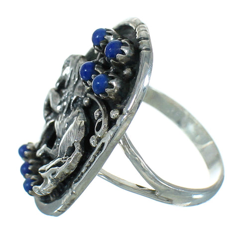 Lapis Silver Horse Southwestern Ring Size 8 AX88409
