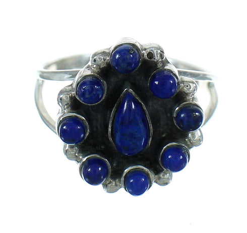 Authentic Sterling Silver Jewelry Lapis Southwestern Ring Size 4-1/2 AX88430