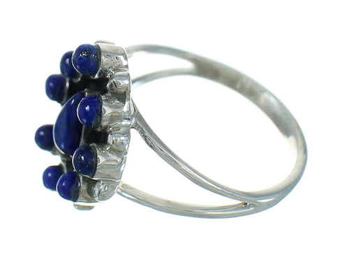 Authentic Sterling Silver Jewelry Lapis Southwestern Ring Size 4-1/2 AX88430