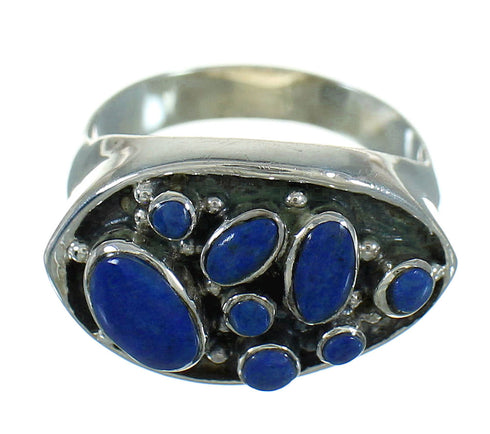 Silver Southwest Jewelry Lapis Ring Size 7-1/4 AX88494