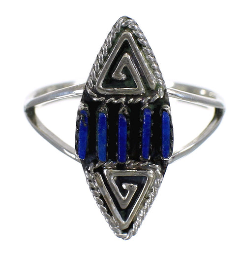 Lapis Needlepoint Sterling Silver Water Wave Ring Size 5 YX89555