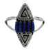Lapis Needlepoint Genuine Sterling Silver Water Wave Ring Size 5-1/2 YX89556