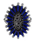 Southwest Silver Water Wave Lapis Needlepoint Ring Size 7-3/4 YX89578