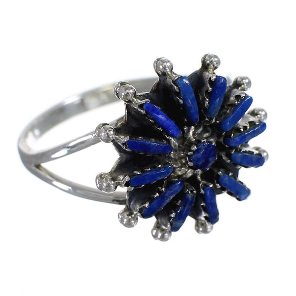 Southwest Authentic Sterling Silver Lapis Needlepoint Ring Size 7 YX89586