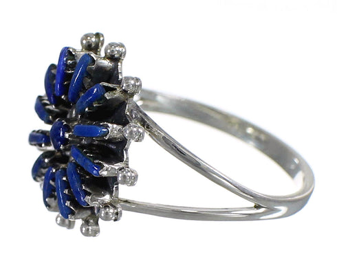 Southwestern Silver Lapis Needlepoint Ring Size 5 YX89581