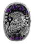 Magenta Turquoise Silver Eagle Jewelry Ring Size 8-1/4 RX88812