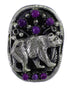 Magenta Turquoise Bear Genuine Sterling Silver Ring Size 5-1/2 RX88859