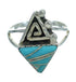 Turquoise Opal Inlay Water Wave Sterling Silver Ring Size 5 RX88478