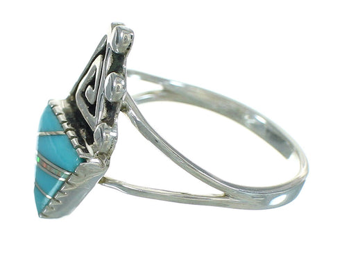 Authentic Sterling Silver Turquoise Opal Inlay Water Wave Ring Size 4-1/2 RX88477