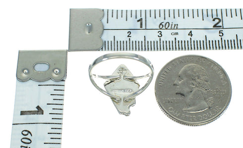 Authentic Sterling Silver Turquoise Opal Inlay Water Wave Ring Size 4-1/2 RX88477