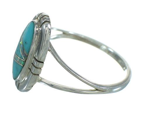 Southwestern Turquoise Opal Sterling Silver Ring Size 4-1/2 RX88568
