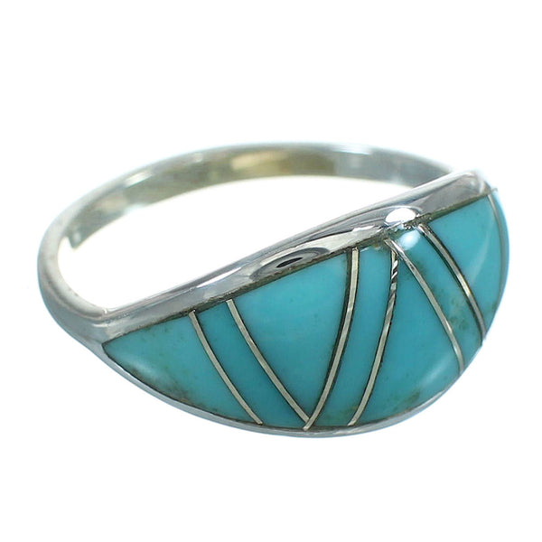 Genuine Sterling Silver Turquoise Jewelry Ring Size 7-1/2 FX90735