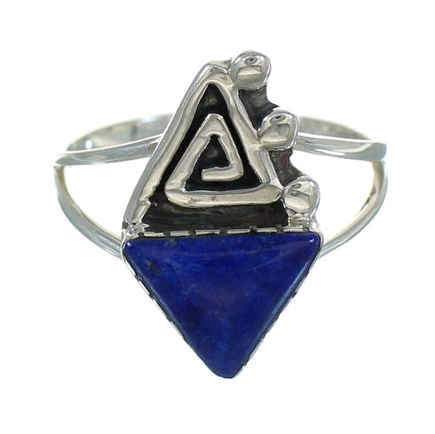 Lapis And Silver Water Wave Ring Size 6-1/2 YX89655