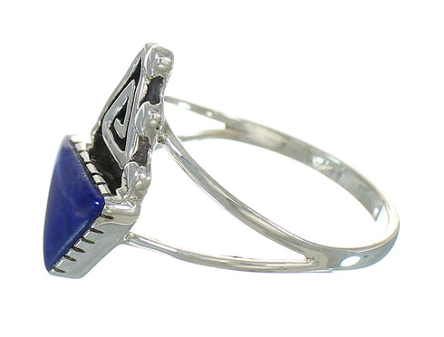 Southwest Lapis Sterling Silver Water Wave Ring Size 8-1/2 YX89669