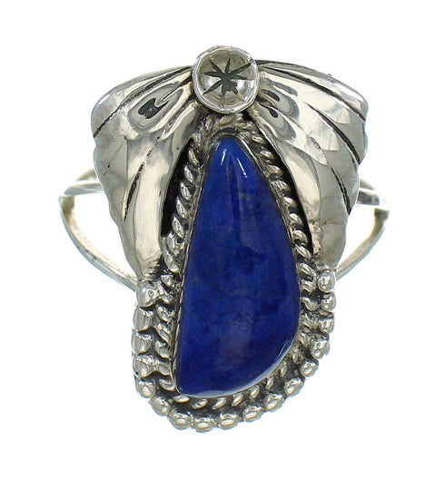 Southwest Lapis And Silver Ring Size 7-3/4 YX89692