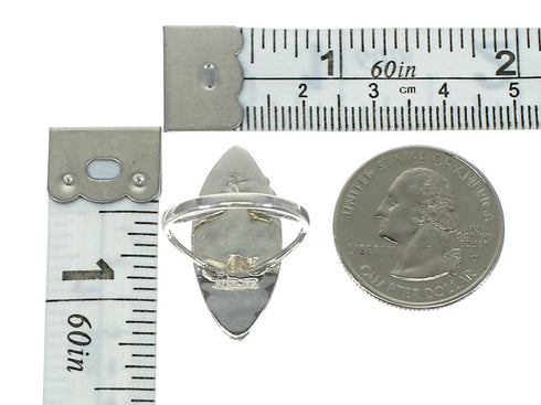 Opal And Lapis Southwest Sterling Silver Ring Size 6-1/2 AX88135