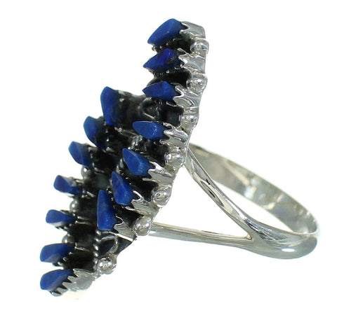 Genuine Sterling Silver Lapis Needlepoint Southwest Ring Size 4-3/4 AX88182