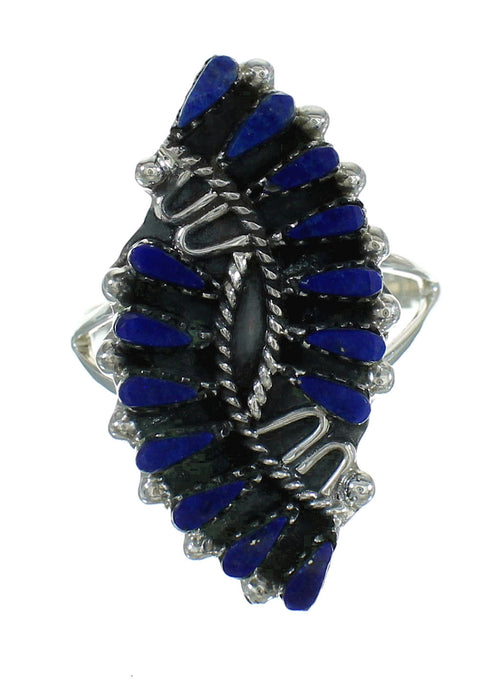 Lapis Needlepoint Sterling Silver Ring Size 4-1/2 AX88188