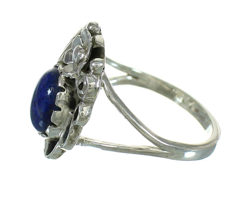 Lapis Authentic Sterling Silver Flower Ring Size 6 AX88206