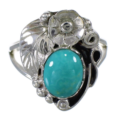 Turquoise Sterling Silver Flower Ring Size 5 AX88233