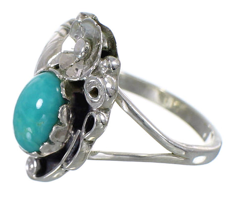 Turquoise Sterling Silver Flower Ring Size 5 AX88233