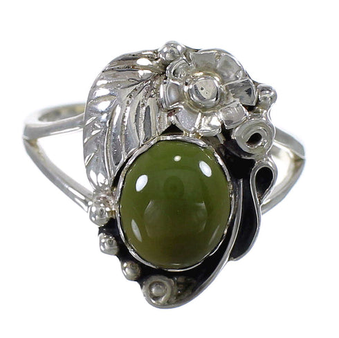 Turquoise Sterling Silver Southwestern Flower Ring Size 7-1/2 AX88237